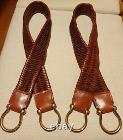 ATTACHE-CURTAINES EN CUIR VÉRITABLE DE MÛRIER TRÈS RARE X2 - Jamais utilisé