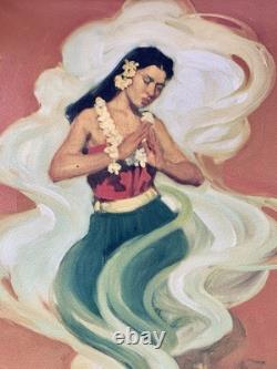 Affiche d'art de la fille de café Kauai Genie extrêmement RARE, nouvelle, jamais utilisée, Hawaii