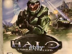 Affiche promotionnelle extrêmement rare du premier jeu vidéo Halo 1 de 2001 sur Xbox, mettant en vedette le tout nouveau Master Chief.