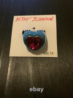 Bague Betsey Johnson Xoxo cœur bleu taille 7,5 – extrêmement rare G2