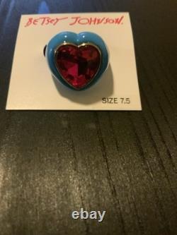 Bague Betsey Johnson Xoxo cœur bleu taille 7,5 – extrêmement rare G2