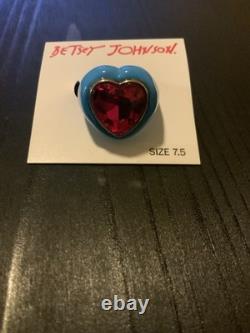 Bague Betsey Johnson Xoxo cœur bleu taille 7,5 – extrêmement rare G2