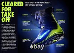 Bottes de snowboard Nike LunarEndor QS LED, taille UK 11, NEUVES EN BOÎTE, EXTRÊMEMENT RARES