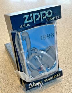 Briquet ZIPPO 1996 tout neuf, design extrêmement rare ÉLÉPHANT DUMBO, boîtier en chrome