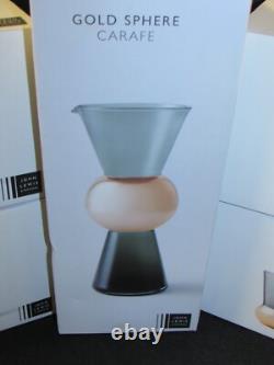 CARAFE EN OR SPHÈRE JOHN LEWIS SUPERBE NOUVELLE ET EN BOÎTE AVEC 8 VERRES TUMBLERS TRÈS RARE