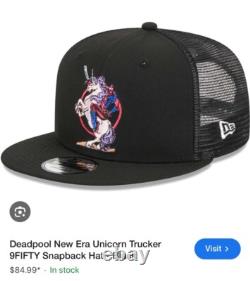 Deadpool Licorne Nouvelle Ère Exclu Trucker SnapBack Extrêmement Rare NWT
