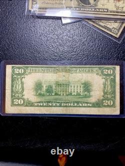 ERREUR EXTREMEMENT RARE 1929 $20 MONNAIE NATIONALE DE NEW YORK ALIGNEMENT
