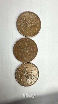 EXTREMEMENT RARE ET PRECIEUX ! 3x 2p 1971, 78, 79 2p New Pence pièce. OBJET DE COLLECTION