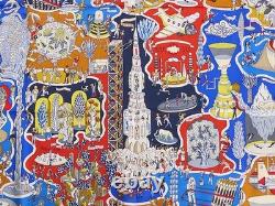 Écharpe grande HERMES Carre 90 World Expo, ancien stock extrêmement rare