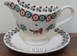 Extêmement Rare Emma Bridgewater 1er Noël JOIE BOL À SAUCE/JUG & SOUS-ASSIETTE Neuf