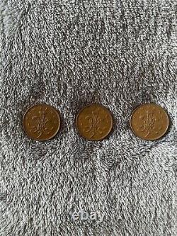 Extremely Rare 1975, 1976, 1977 Set Of 3 New Pence 2p Coin Pre Decimal En 1983