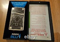 Extrêmement RARE, Zippo Blu2 Spade Briquet à gaz butane, tout neuf, jamais utilisé, comme neuf + boîte