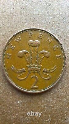 Extrêmement Rare 1971 2p New Pence Coin, En Bon État
