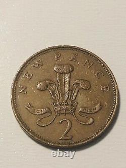 Extrêmement Rare 1971 New Pence 2p British Elizabeth II Coin First Release-1971
