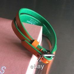 Extrêmement Rare Acne Studios Amatrix Orange / Vert Bracelet En Cuir Double