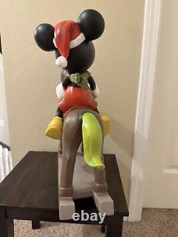 Extrêmement Rare Disney Mickey Mouse Sur Rocking Horse Grande Fig Noël Père Noël