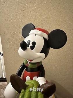 Extrêmement Rare Disney Mickey Mouse Sur Rocking Horse Grande Fig Noël Père Noël