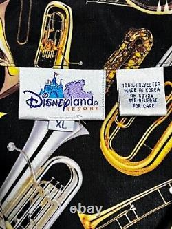 Extrêmement Rare Disneyland Chemise De Camp Pour Hommes, New Orleans Square Brass Instruments