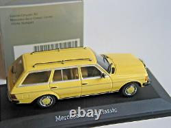 Extrêmement rare Mercedes W123 modèle T JAUNE 143 Minichamps Mercedes Museum