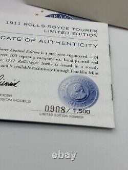 Franklin Mint 124 1911 Rolls-Royce Tourer Édition Limitée Extrêmement Rare NEUF