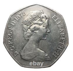 Grande-Bretagne 1978 50p Nouveau Pence Monnaie Épaisse Ancien Style Crustacé Extrêmement Rare