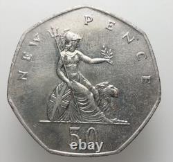 Grande-Bretagne 1978 50p Nouveau Pence Monnaie Épaisse Ancien Style Crustacé Extrêmement Rare
