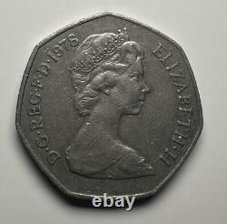 Grande-Bretagne 1978 50p Nouveau Pence Monnaie Épaisse Ancien Style Crustacé Extrêmement Rare