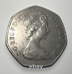 Grande-Bretagne 1978 50p Nouveau Pence Monnaie Épaisse Ancien Style Crustacé Extrêmement Rare