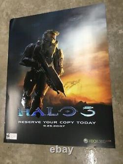 Halo 3 Affiche promotionnelle estampillée extrêmement rare pour Xbox en état neuf, en parfait état, avec le Master Chief