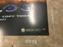 Halo 3 Affiche promotionnelle estampillée extrêmement rare pour Xbox en état neuf, en parfait état, avec le Master Chief