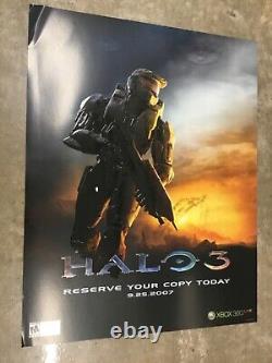 Halo 3 Affiche promotionnelle estampillée extrêmement rare pour Xbox en état neuf, en parfait état, avec le Master Chief