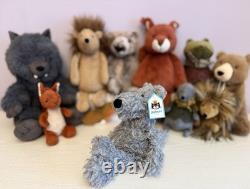 Jellycat extrêmement rare, petit loup Scamp gris retiré de la vente, neuf avec étiquette, authentique