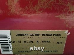 Jordan 1 Levis 501/23 Denim Pack Taille Authentique 12 Extrêmement Rare 2093 De 2323