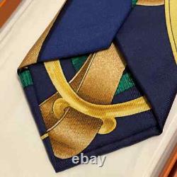 NOUVEAU Foulard Cravate Authentique Hermes Imprimé Grand Manège EXTREMEMENT RARE Années 90
