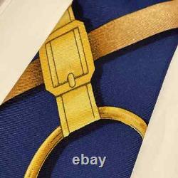 NOUVEAU Foulard Cravate Authentique Hermes Imprimé Grand Manège EXTREMEMENT RARE Années 90