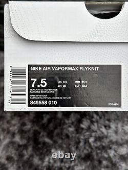 Nike Vapormax Flyknit EXTREMEMENT RARE Noir Gris Bronze UK 6.5 849558-010