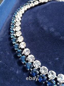Nouveau Collier à double collier en cristal Swarovski extrêmement rare et authentique en bleu Montana chaud