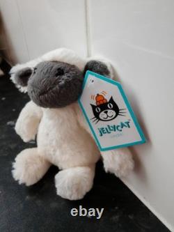 Nouveau Jellycat extrêmement rare petit agneau Bashful à visage gris, peluche douce de 6 pouces retirée du marché