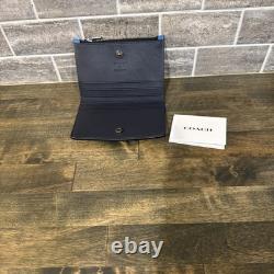 Nouveau portefeuille bifold fin bleu Coach x Peanuts Pig-Pen Snoopy extrêmement rare