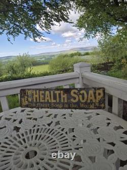 Panneau publicitaire émaillé original extrêmement rare pour le savon New Health 56 x 13 cm