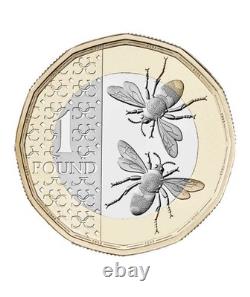 Pièce de £1 de la Reine Charles III Abeille - Très Rare - État NEUF