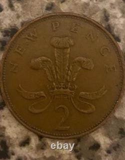 Pièce de 2 nouveaux pence de 1971, objet de collection extrêmement rare et précieux