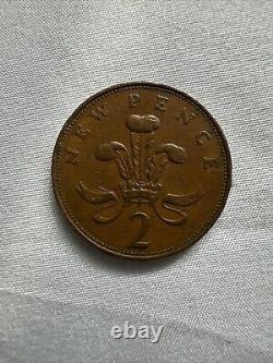 Pièce de 2 pence New Pence de 1971 (EXTRÊMEMENT RARE) Argent britannique