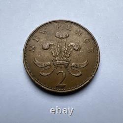 Pièce de 2 pence New Pence de 1971, en circulation, objet de collection en cuivre-bronze extrêmement rare