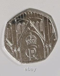 Pièce de 50 pence du couronnement du roi Charles III extrêmement rare, nouvelle pièce non circulée, Royaume-Uni