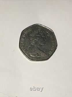 Pièce de collection extrêmement rare Britannia New Pence 1969 de 50 pence de la reine Elizabeth II