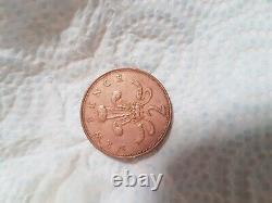 Pièce de monnaie ancienne originale de 2 pence de 1971 extrêmement rare