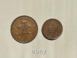 Pièce de monnaie extrêmement rare de 1971 de 2p New Pence et de 1p New Penny