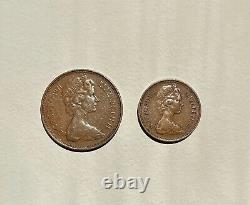 Pièce de monnaie extrêmement rare de 1971 de 2p New Pence et de 1p New Penny