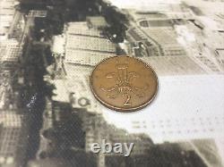 Pièce de monnaie originale extrêmement rare de 1971, 2 pence, ancienne, 1/2 nouveau penny